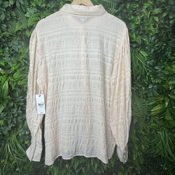 Guess Women Tops XL Beige Crinkle Blouse Collar Long Sleeve MSRP$89.00 NWT 0201 - Picture 9 of 16